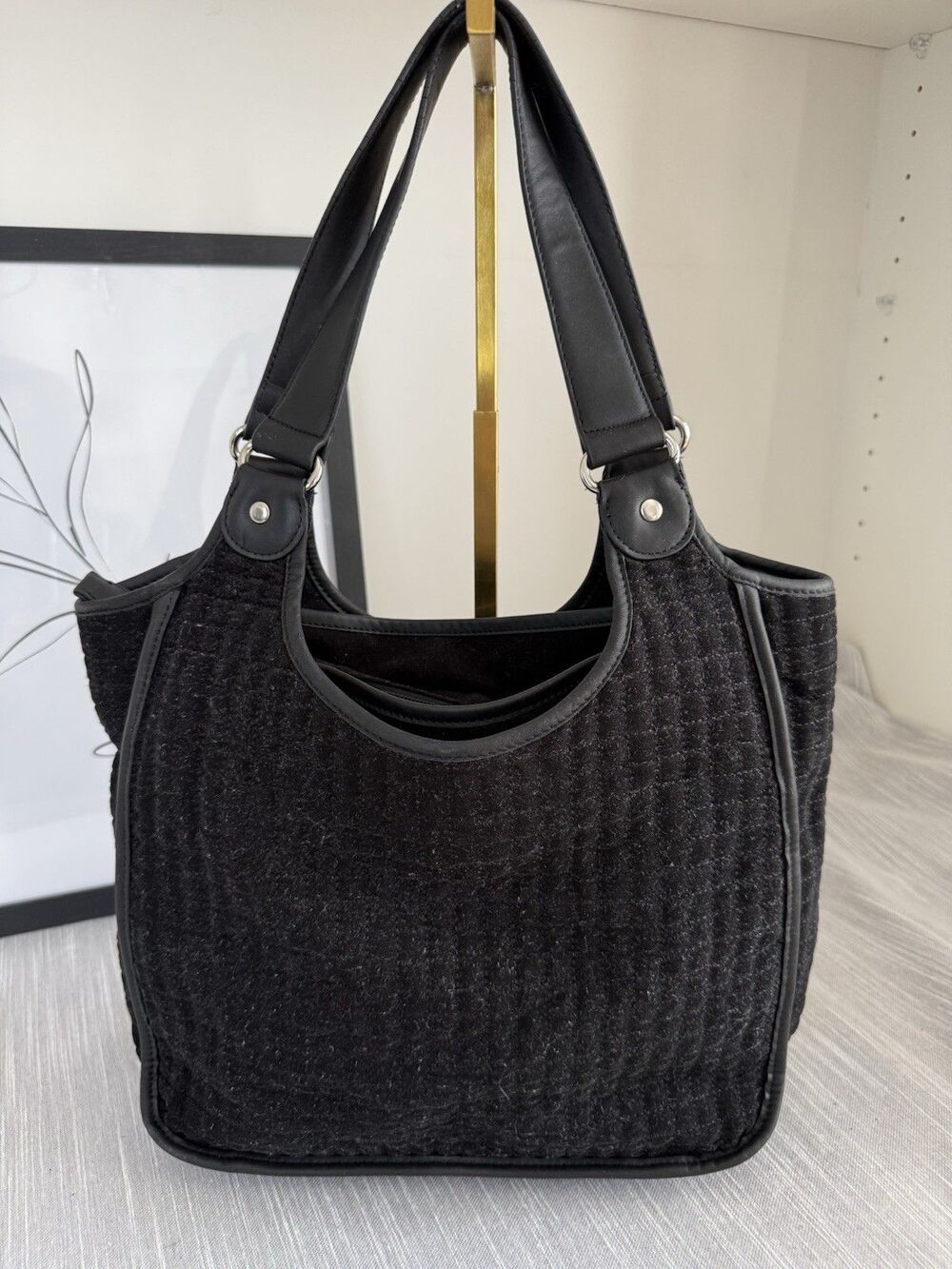 TALBOTS BLACK QUILTED TOTE